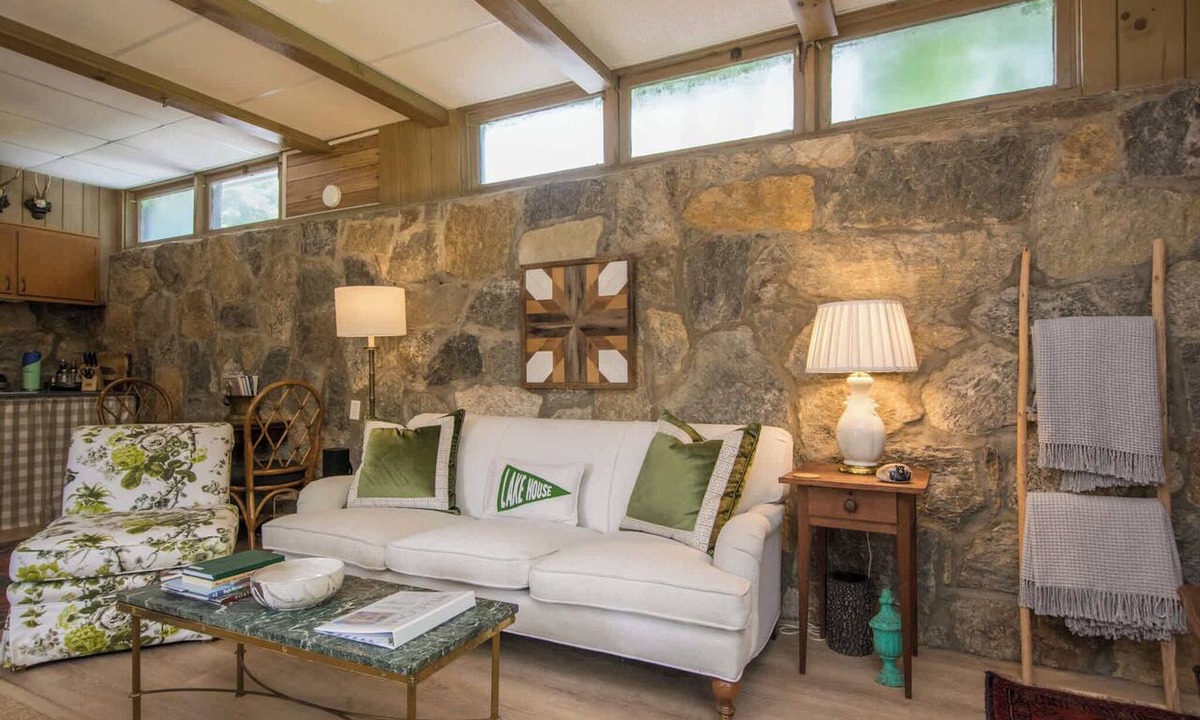 Flat Rock House | Lakefront Stone Studio with Pool and Canoes