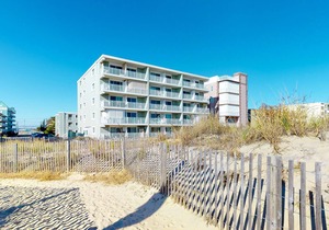 Partial Ocean View Condo in Oceanfront Building with Balcony, WiFi & Laundry in Ocean City