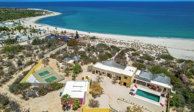 Beachfront home with private pool and pickleball court in El Cardonal