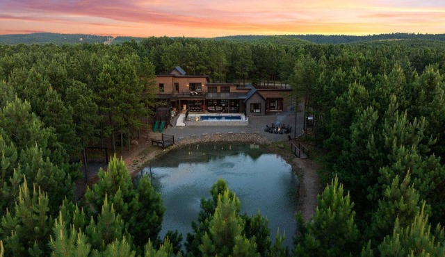 Cabins your kids will talk about for years-Dual Cabin Retreat: Heated Pool, Pond & Slide in Broken Bow