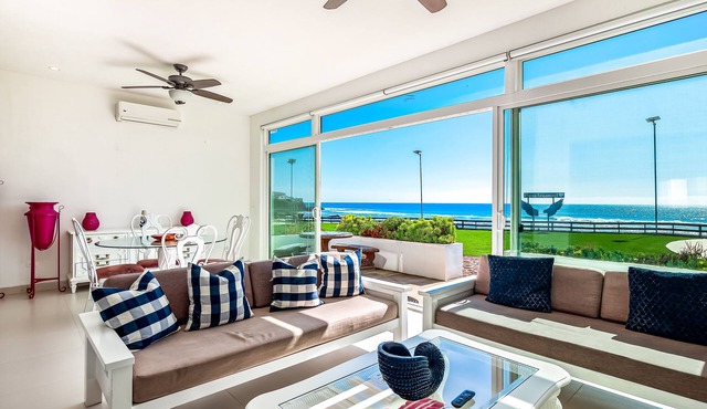 Cheerful dog-friendly villa with beach views, outdoor pool, private patio, & AC in Rosarito