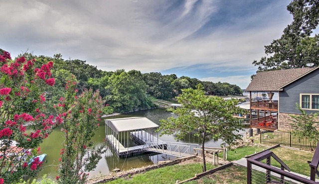 Dock, Deck & Boat Slip: Lakefront Eucha Home in Eucha