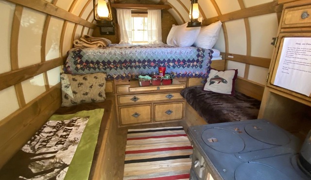 Spend a romantic night in a shepherds camp wagon in Teasdale