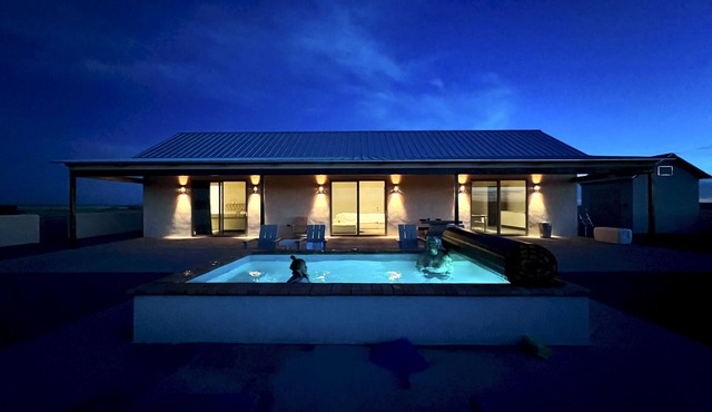 The Merit Camp: private modern ranch house w/pool just outside Marfa City limits in Marfa
