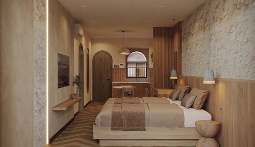 Luxury Double or Twin Room, Kitchen, City View