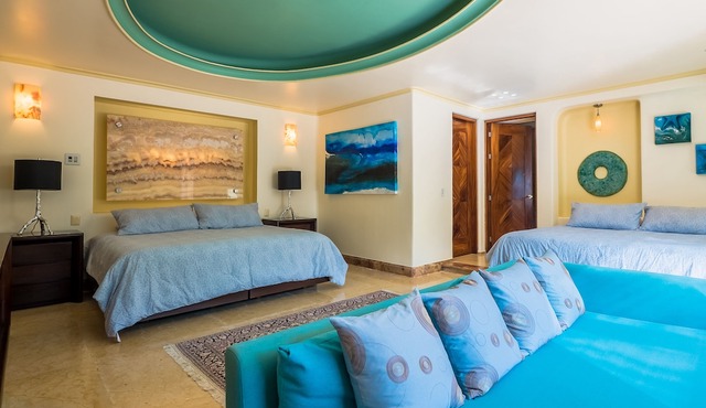 Luna Suite With two King Size Beds, With Walk out Terrace Overlooking the Beach